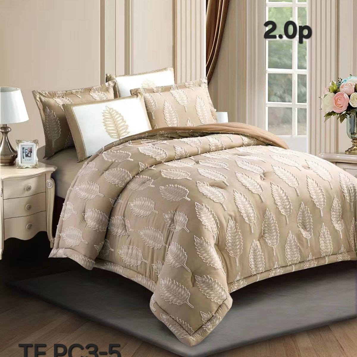 GENERICO - Edredon Ligero - Plumon de Verano Semiacolchado 2 Plazas Beige