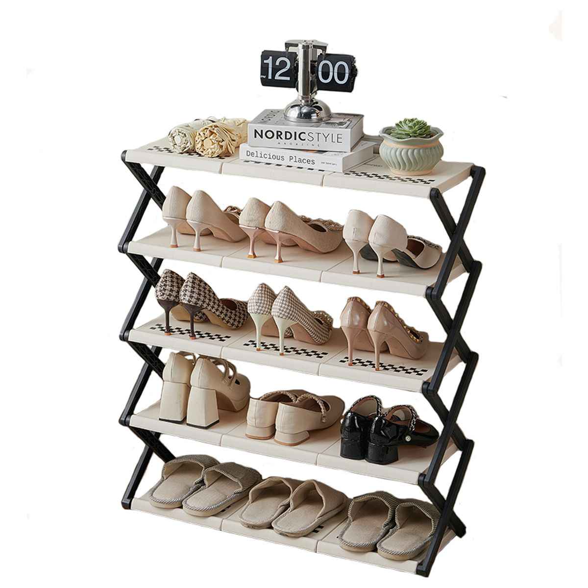 EVERSO - Zapatero Organizador Plegable 5 Niveles De Bambú 16 Pares