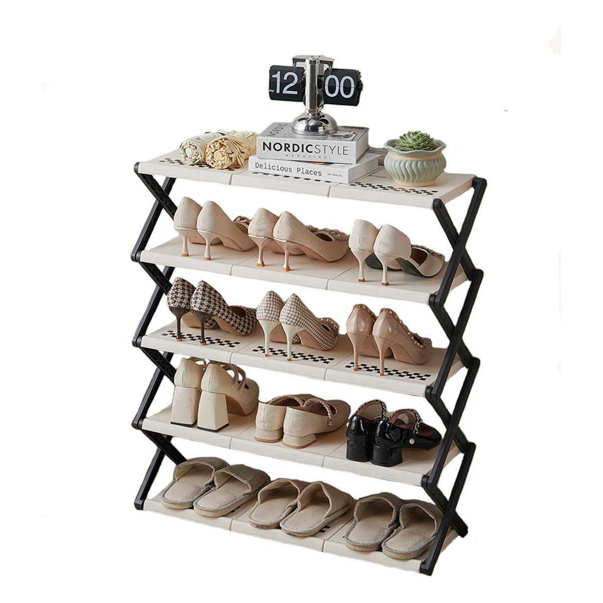 EVERSO - Zapatero Organizador Plegable 5 Niveles De Bambú 16 Pares