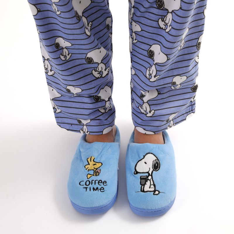 SNOOPY Pantuflas Snoopy Coffee Time Peluche Suave Mujer