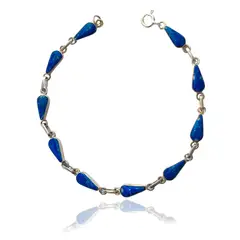ANDREA COGGIOLA JOYAS - Pulsera Gota Lapislázuli Plata Fina 925