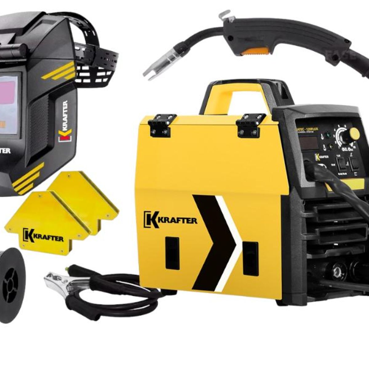 KRAFTER - Kit Soldadora Krafter Megatex-120 Flux + Mascara Soldar + Alambre mig
