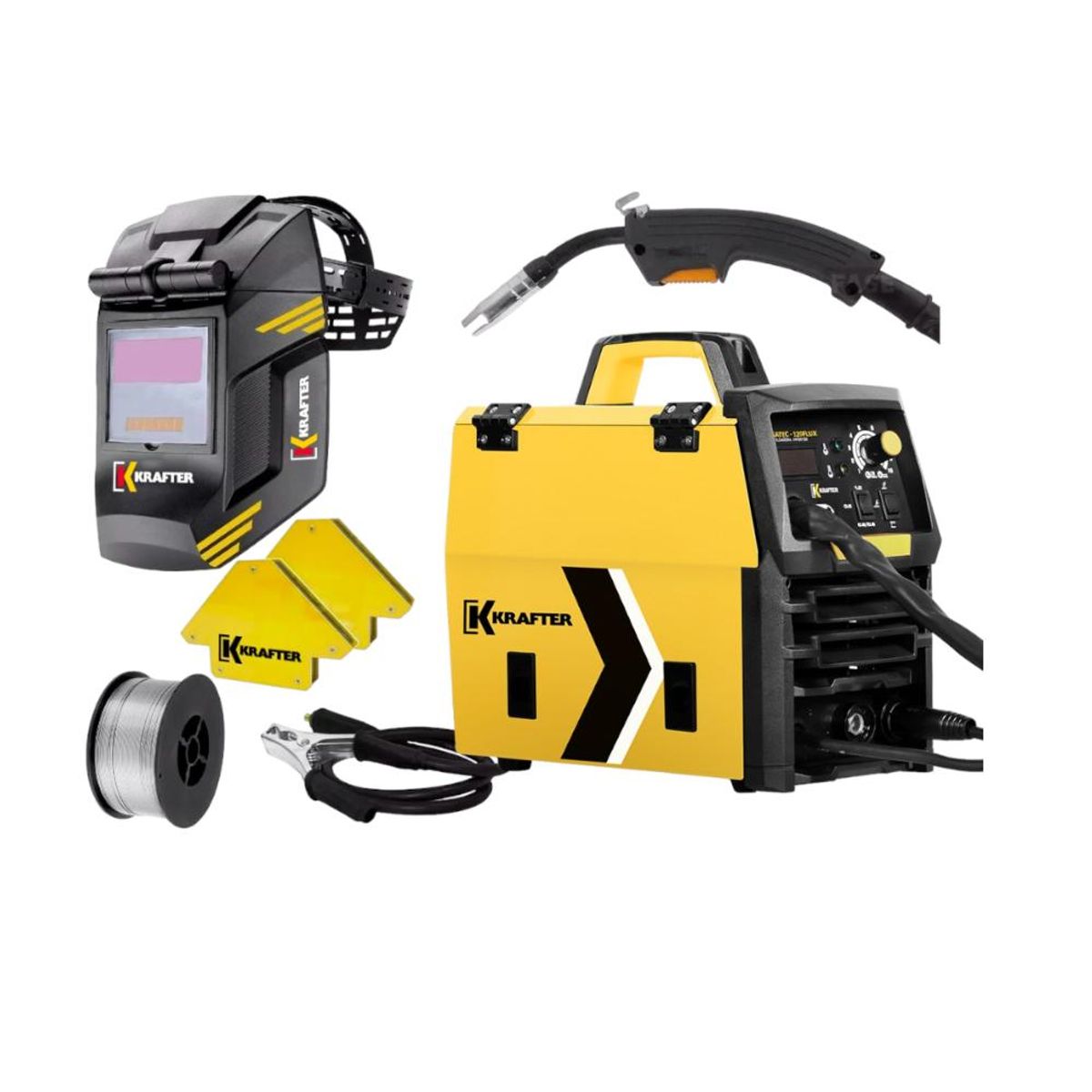 KRAFTER - Kit Soldadora Krafter Megatex-120 Flux + Mascara Soldar + Alambre mig