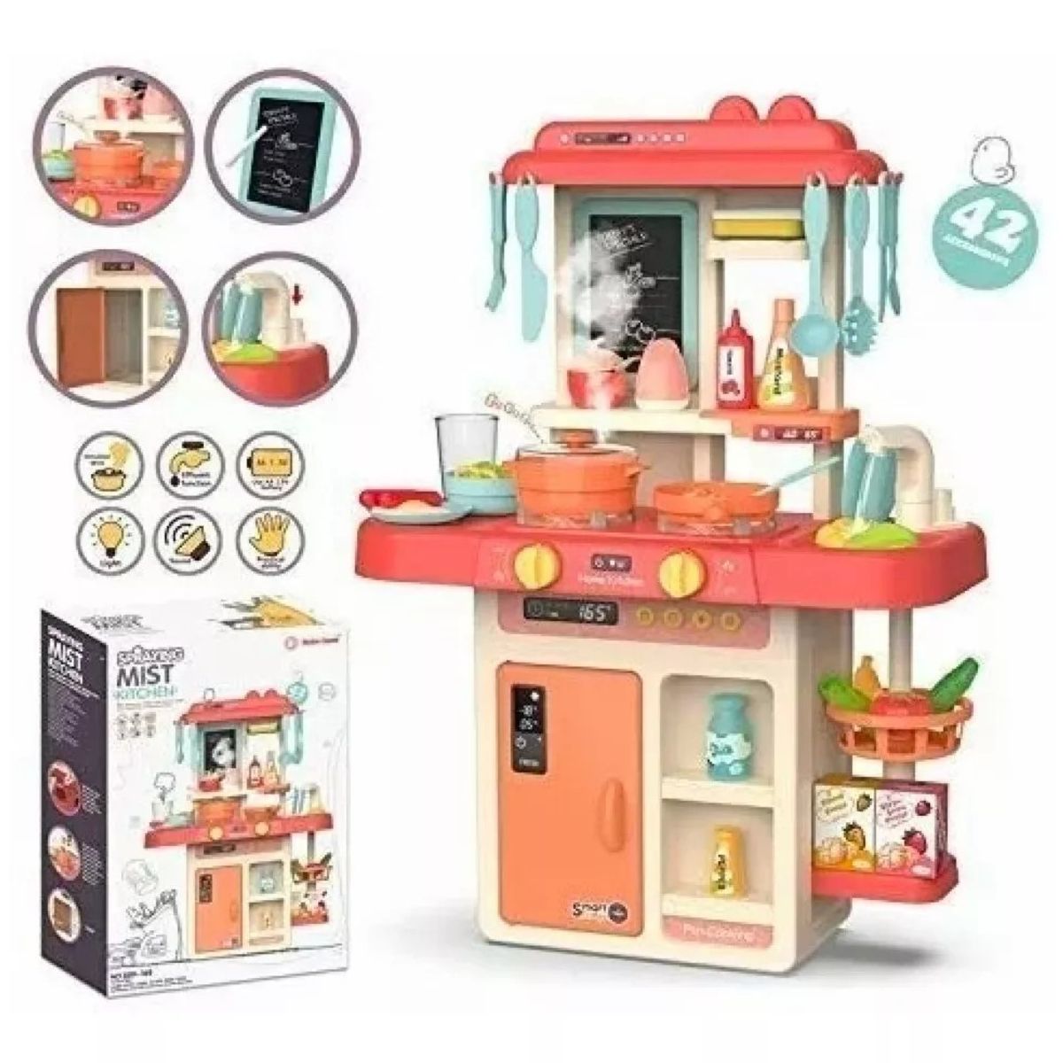 MUNDO MAGIA - Cocina De Juguete 42 Accesorios Estilo Moderno Rosada