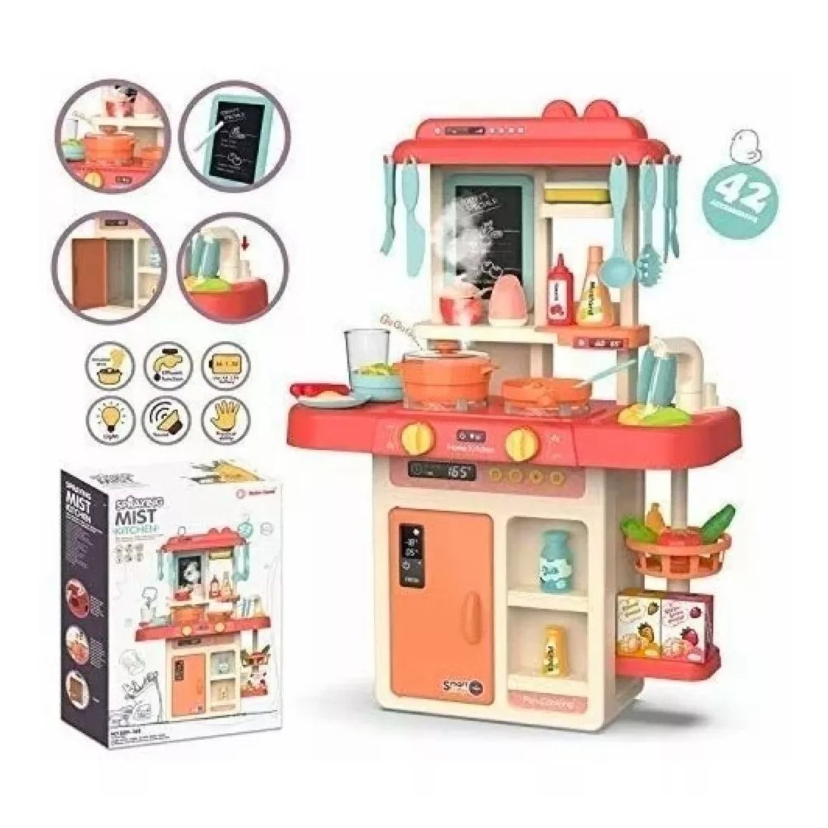 MUNDO MAGIA - Cocina De Juguete 42 Accesorios Estilo Moderno Rosada