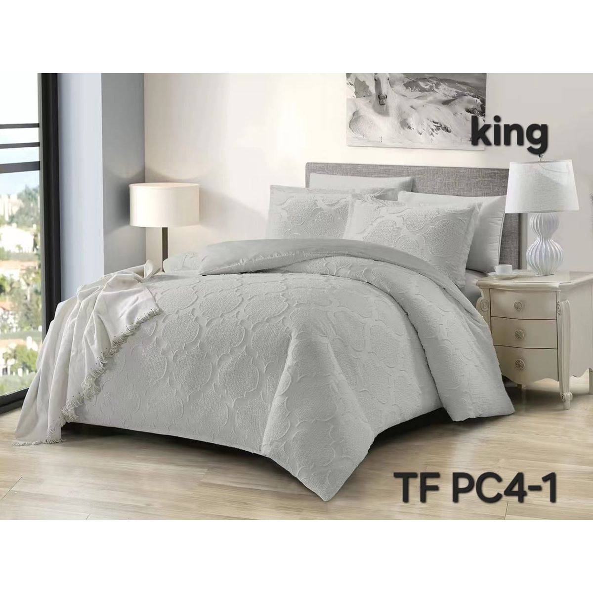 GENERICO - Edredon Ligero - Plumon de Verano Semiacolchado KING DIseño Gris