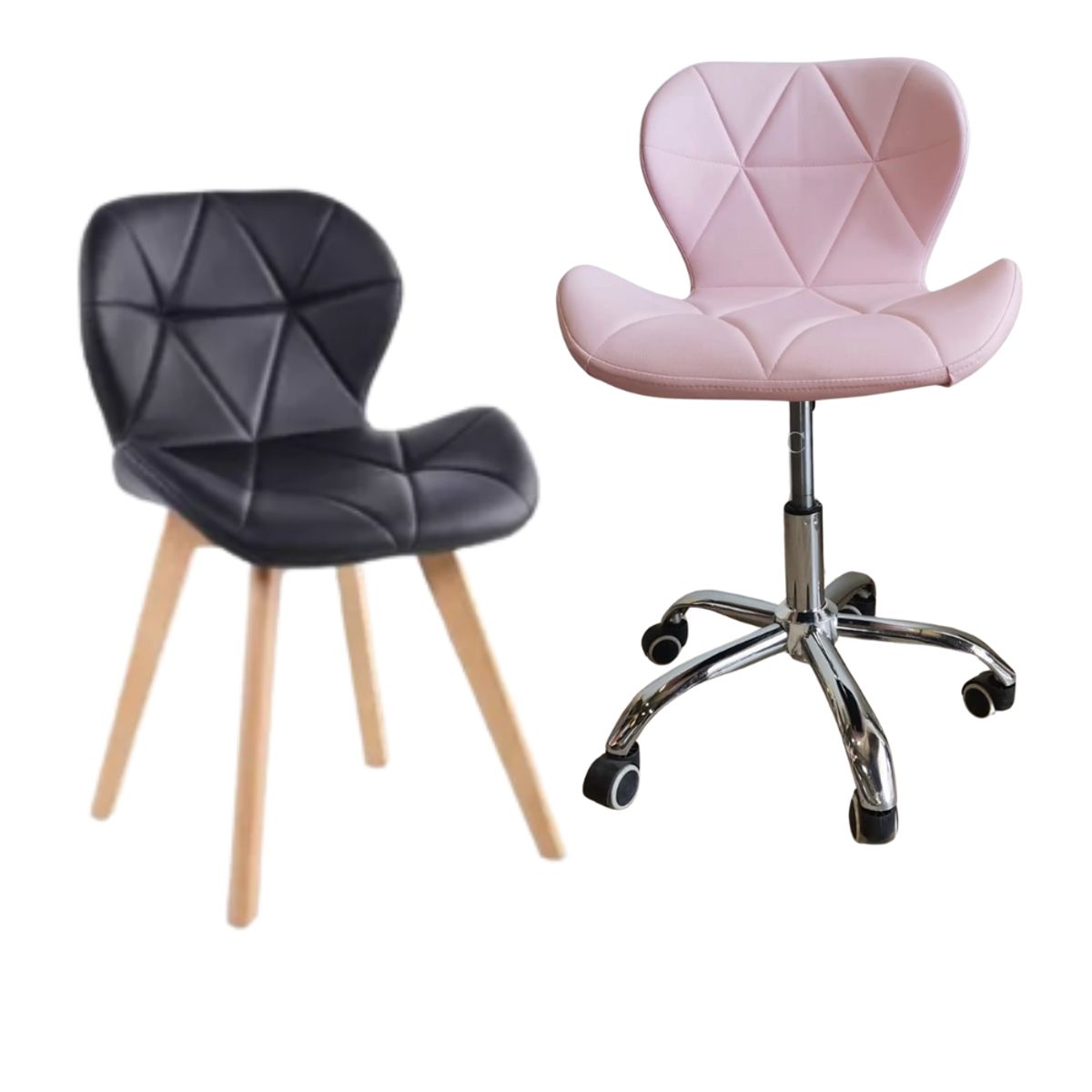 CORI CORI - Pack Manicurista Wood - Silla Mariposa Escritorio Rosa + Silla Negra