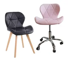 CORI CORI - Pack Manicurista Wood - Silla Mariposa Escritorio Rosa + Silla Negra