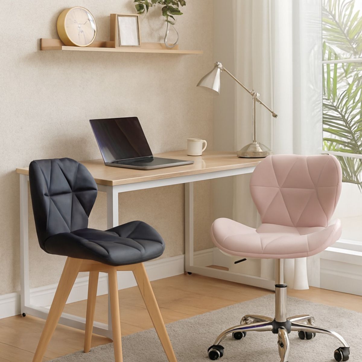 CORI CORI - Pack Manicurista Wood - Silla Mariposa Escritorio Rosa + Silla Negra