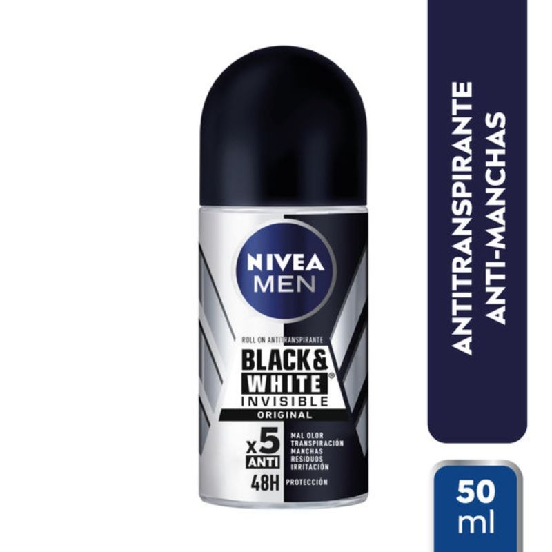 NIVEA - NIVEA DESODORANTE ROLL ON MEN INVISIBLE BLACK & WHITE 50ML