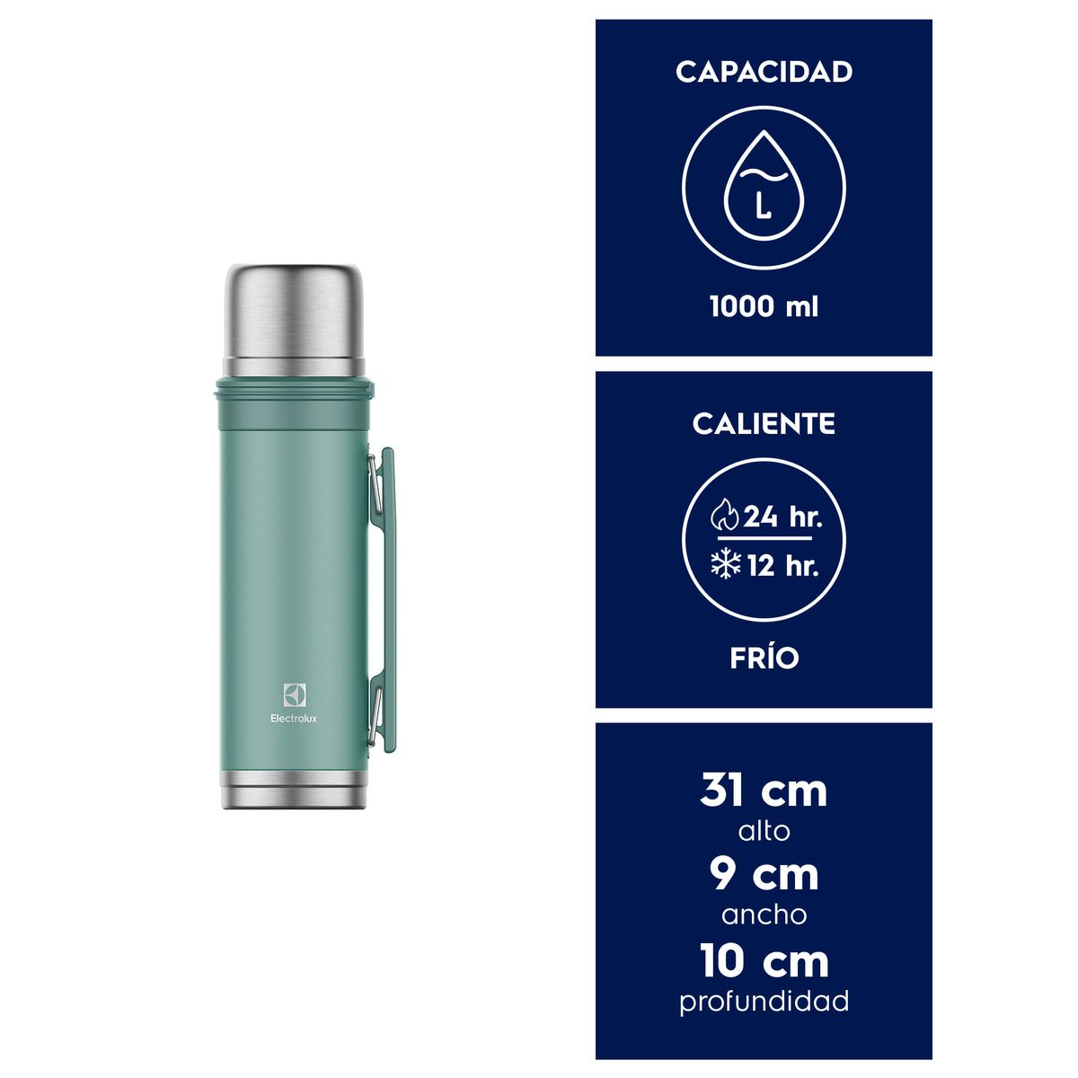 ELECTROLUX - Termo Acero Inoxidable Electrolux 1 Lt Sense To Go Verde
