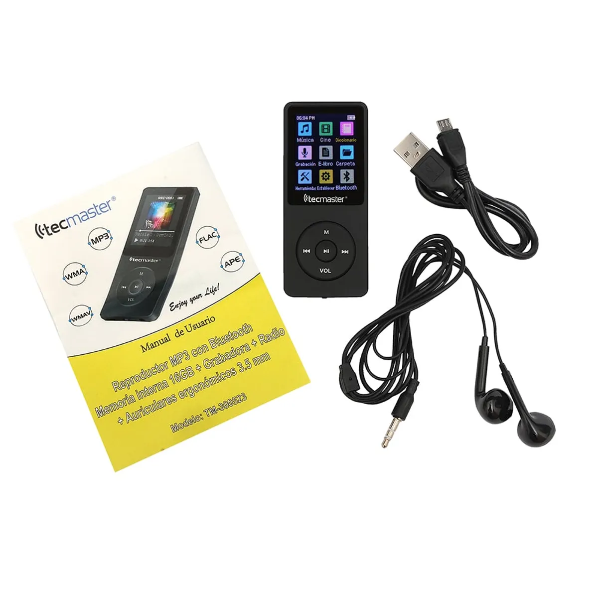 TECMASTER - Reproductor Mp3 Bluetooth 16gb Tecmaster Tm-300523