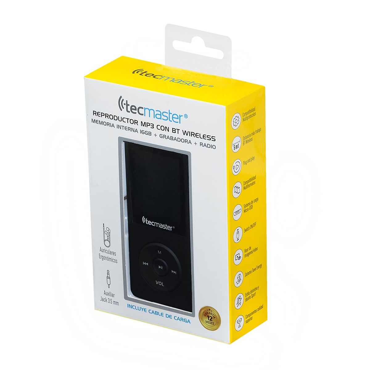 TECMASTER - Reproductor Mp3 Bluetooth 16gb Tecmaster Tm-300523