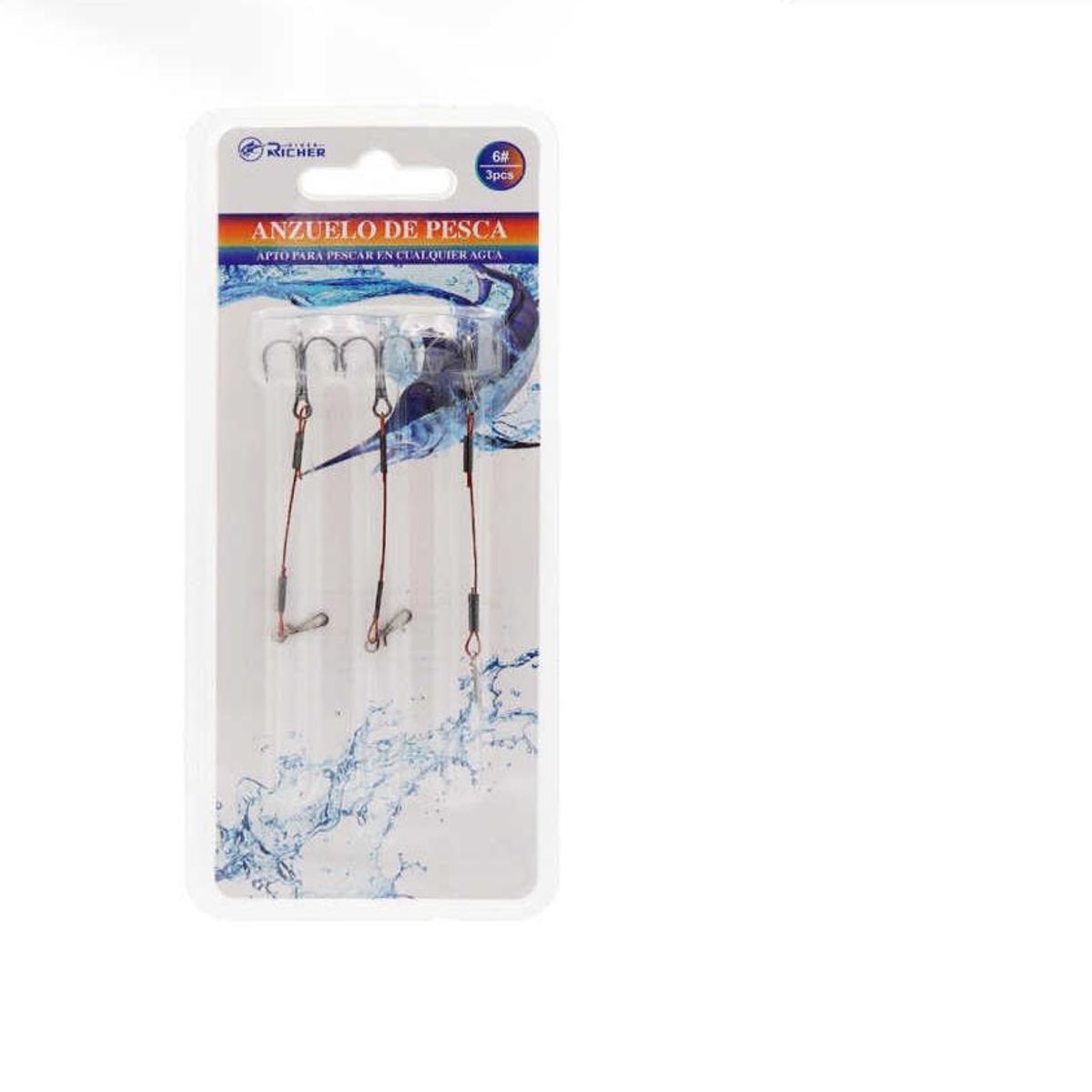 GENERICO - Pack 3 Anzuelo de Pesca #6 3pcs
