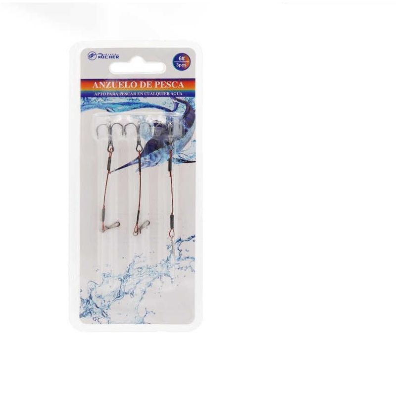GENERICO - Pack 3 Anzuelo de Pesca #6 3pcs