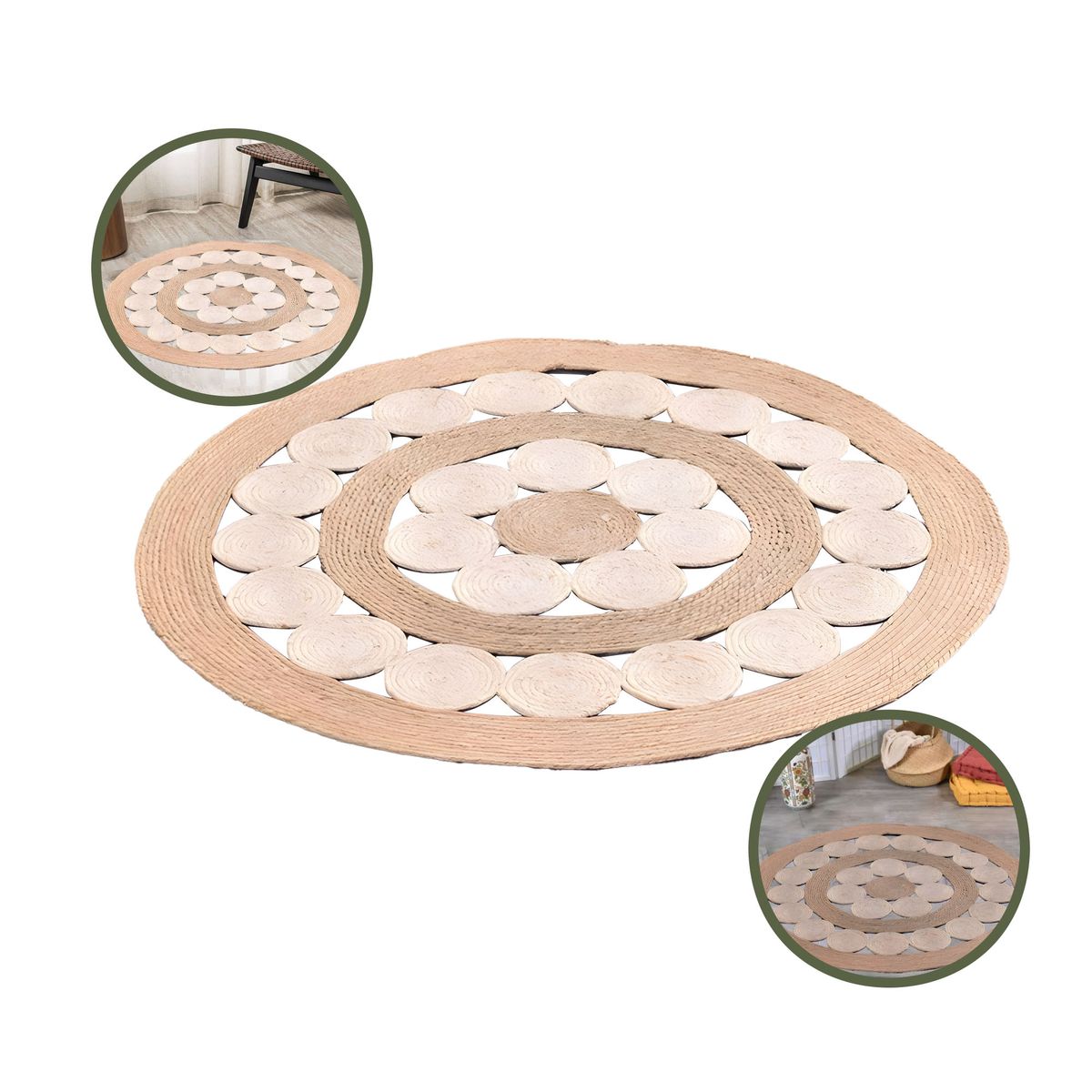 GENERICO - Alfombra De Algodón Diseño Circular Habitación 120 Cm