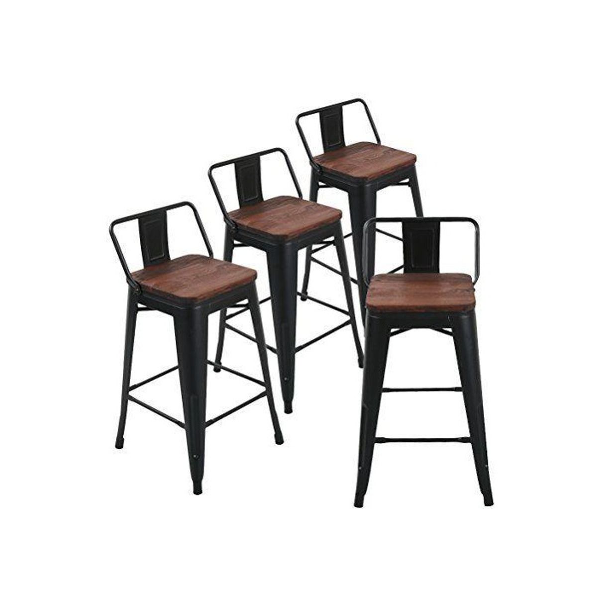 GENERICO - Pack 4 TaburetesTolix Madera Oscura 66cm