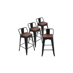 GENERICO - Pack 4 TaburetesTolix Madera Oscura 66cm