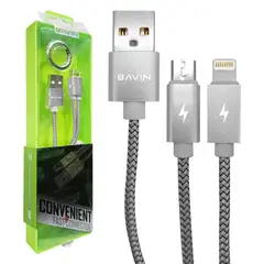 GENERICO - Cable USB Carga Rápida 2 en 1 Micro USB Lightning - Bavin Mod. CB-061