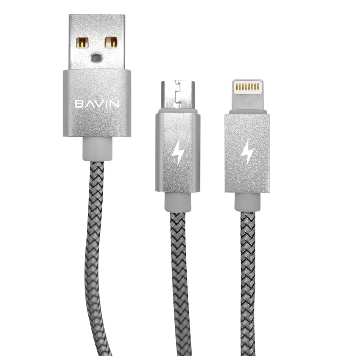 GENERICO - Cable USB Carga Rápida 2 en 1 Micro USB Lightning - Bavin Mod. CB-061