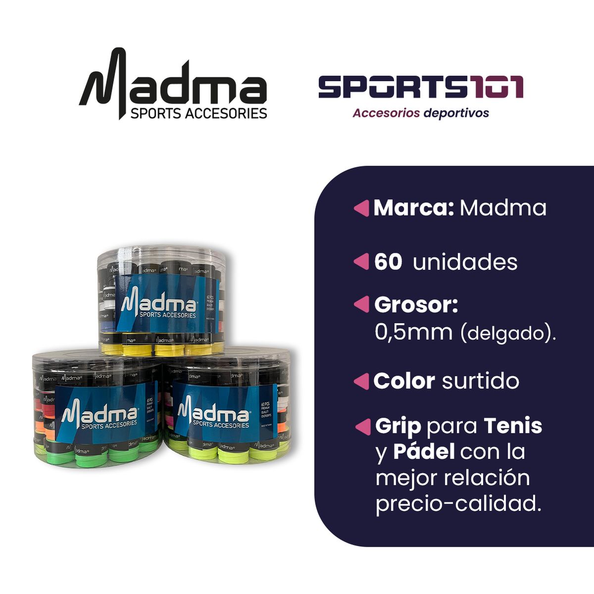 GENERICO - Caramelera Overgrip Madma Grips Perforados 60 unidades