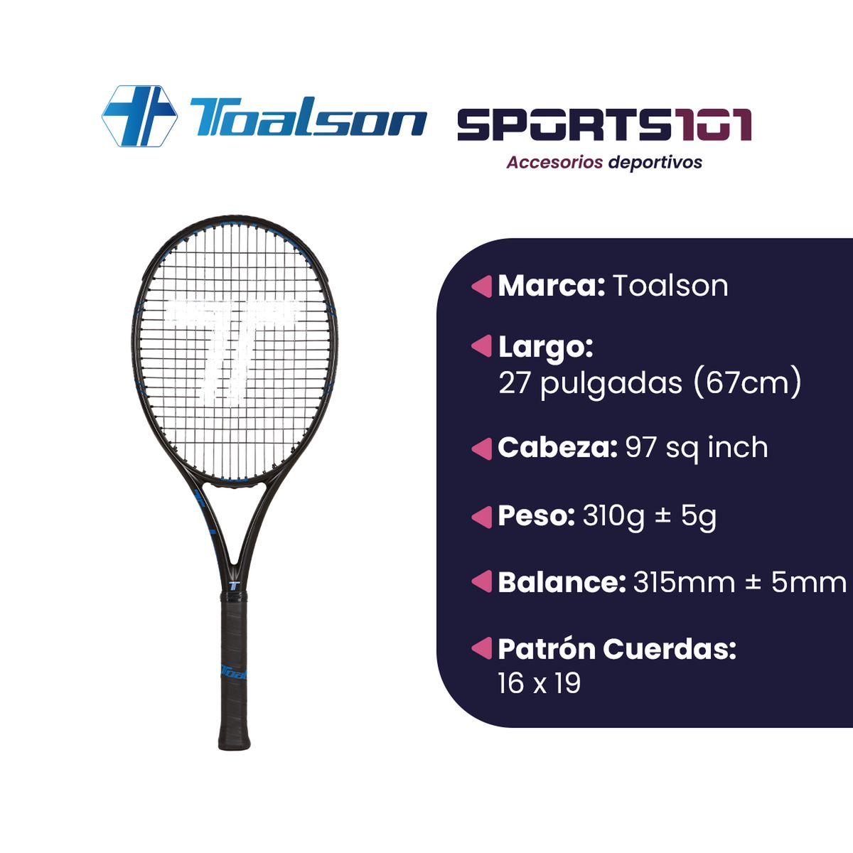 GENERICO - Raqueta de Tenis Toalson S-Mach Pro 97310G G3