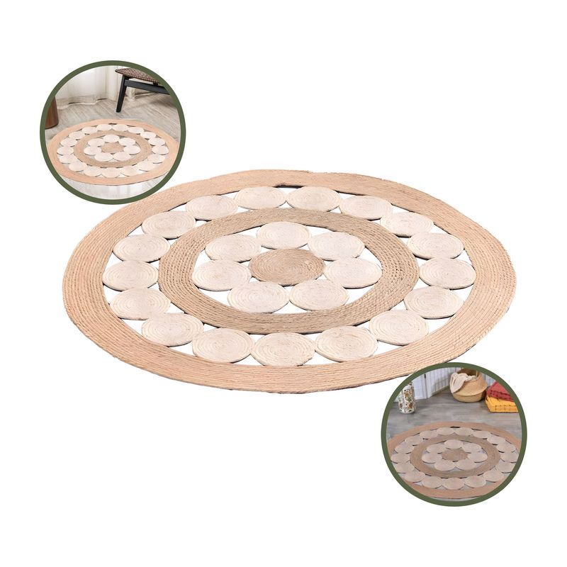 GENERICO - Alfombra Redonda Tejida A Mano Hogar Yute 150 Cm Beige