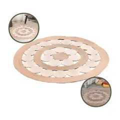 GENERICO - Alfombra Redonda Tejida A Mano Hogar Yute 150 Cm Beige