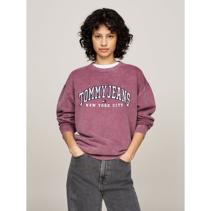 TOMMY HILFIGER - Polerón Varsity Logo Con Corte Amplio Morado Tommy Hilfiger.