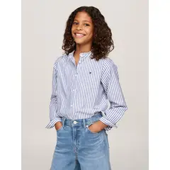 TOMMY HILFIGER - Blusa Con Cuello De Volantes Celeste