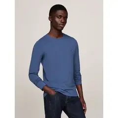 TOMMY HILFIGER - Polera Básica Slim Fit Organic Cotton Azul