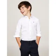 TOMMY HILFIGER - Camisa De Niño Dobby Regular Fit Blanco