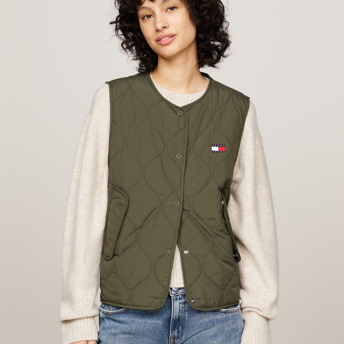 TOMMY HILFIGER - Chaqueta Vest Quilted Con Logo Verde Tommy Hilfiger