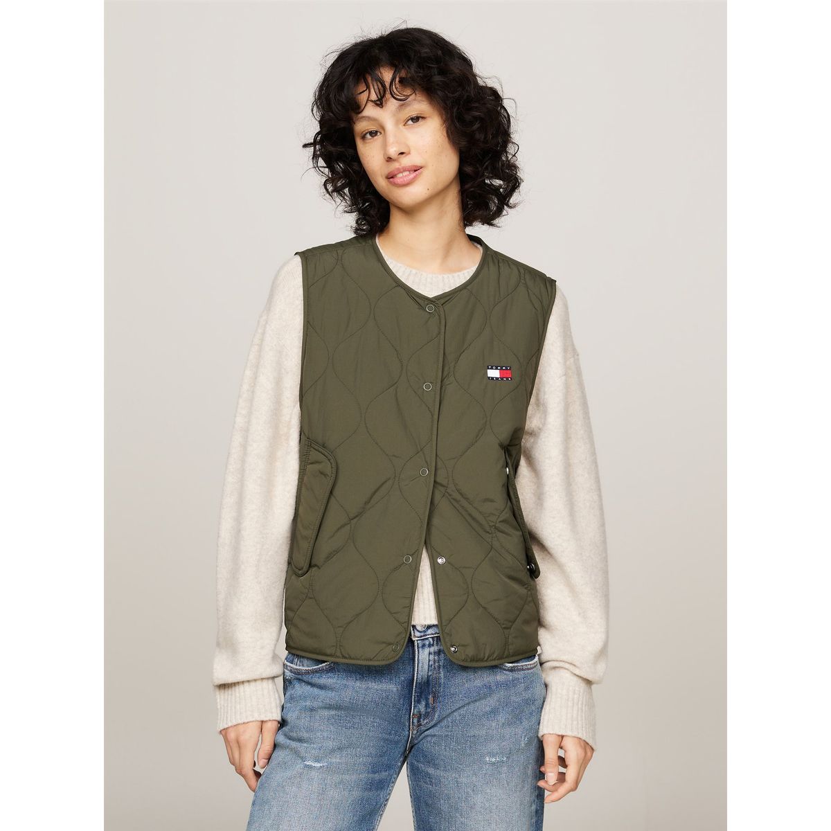 TOMMY HILFIGER - Chaqueta Vest Quilted Con Logo Verde Tommy Hilfiger