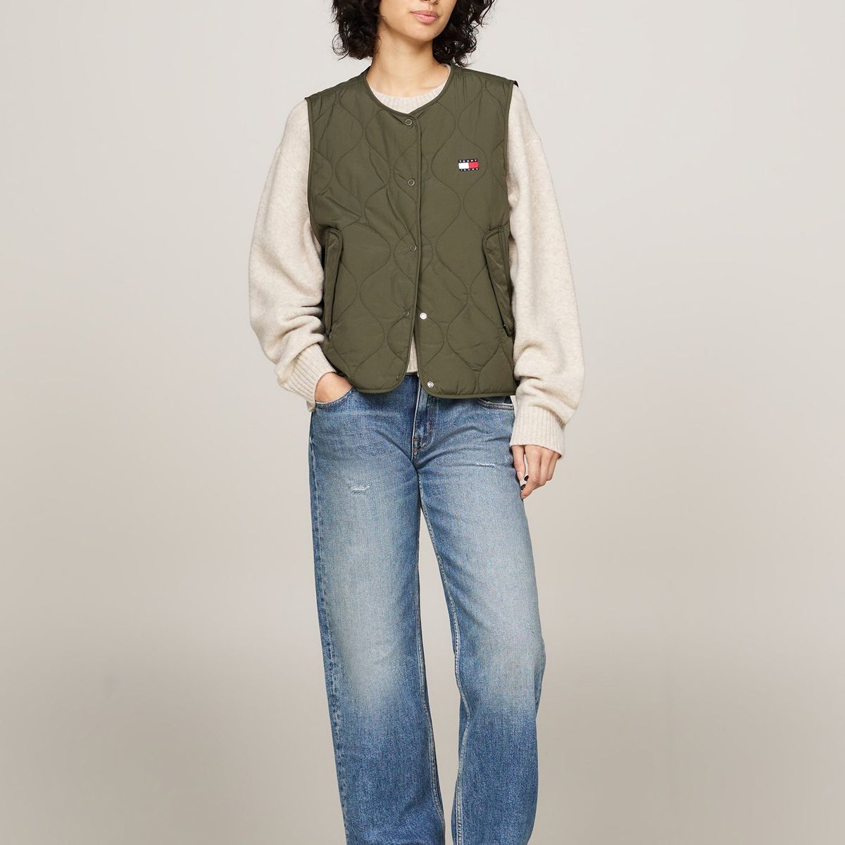 TOMMY HILFIGER - Chaqueta Vest Quilted Con Logo Verde Tommy Hilfiger