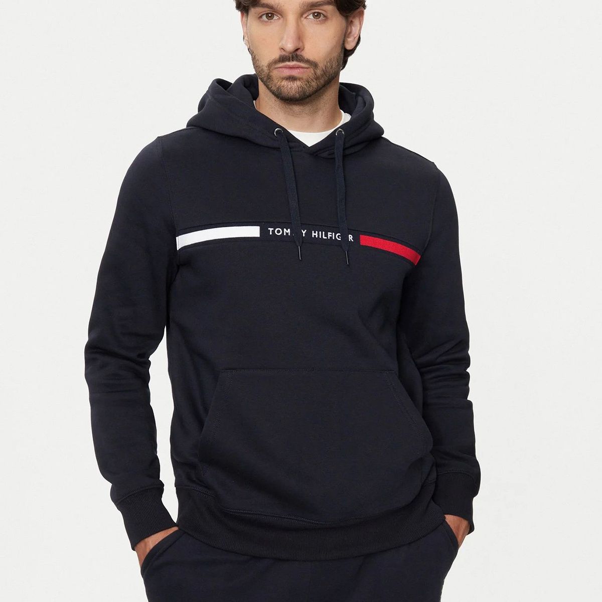 TOMMY HILFIGER - Polerón Hoodie Chest Logo Azul Tommy Hilfiger