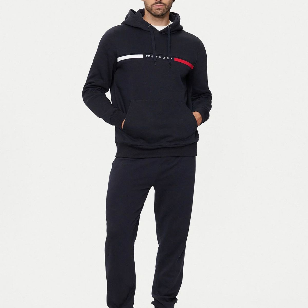 TOMMY HILFIGER - Polerón Hoodie Chest Logo Azul Tommy Hilfiger