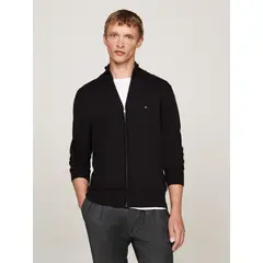 TOMMY HILFIGER - Sweater Essential Cotton Con Cierre Negro
