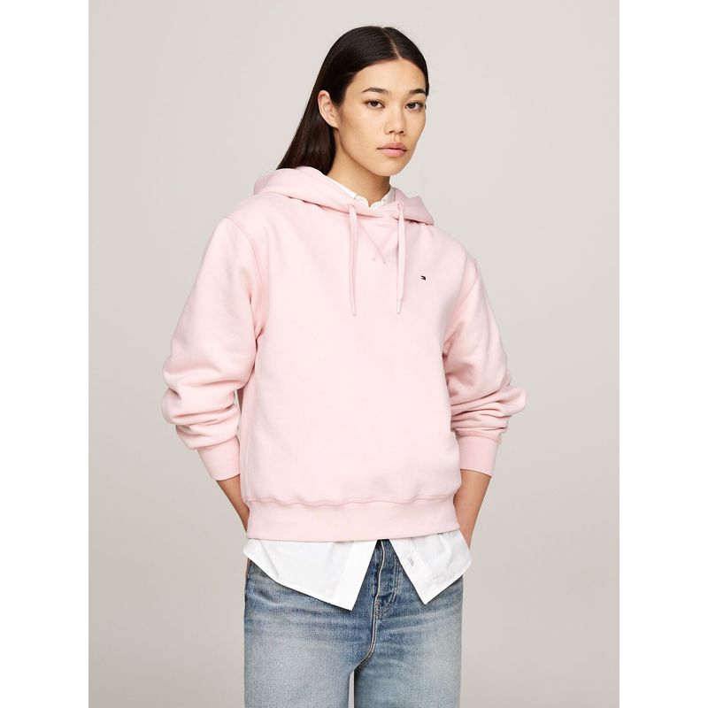TOMMY HILFIGER - Polerón Hoodie Con Logo Bordado Rosado Tommy Hilfiger