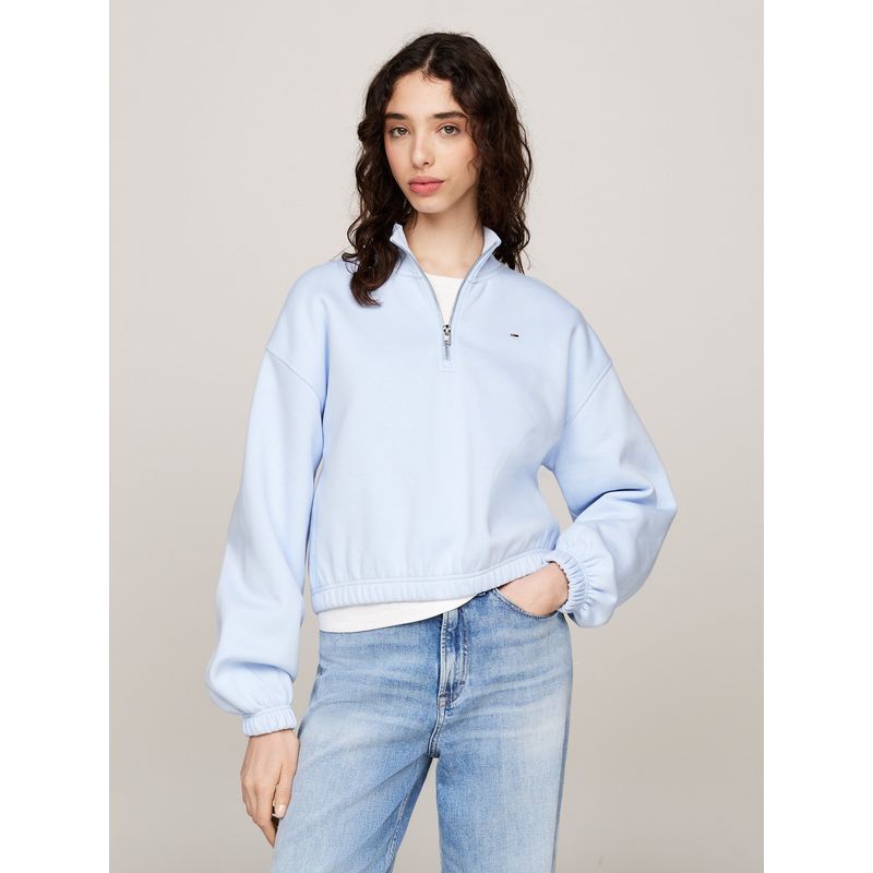 TOMMY HILFIGER - Polerón Cropped Con Cierre Celeste Tommy Hilfiger