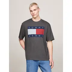 TOMMY HILFIGER - Polera Melange Flag Relaxed Fit Gris