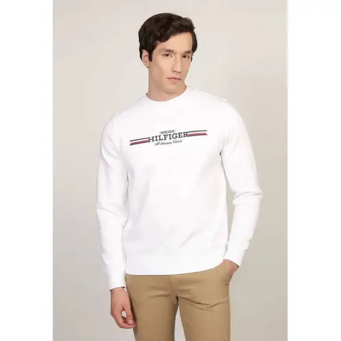 TOMMY HILFIGER - Polerón Stripe Logo Blanco