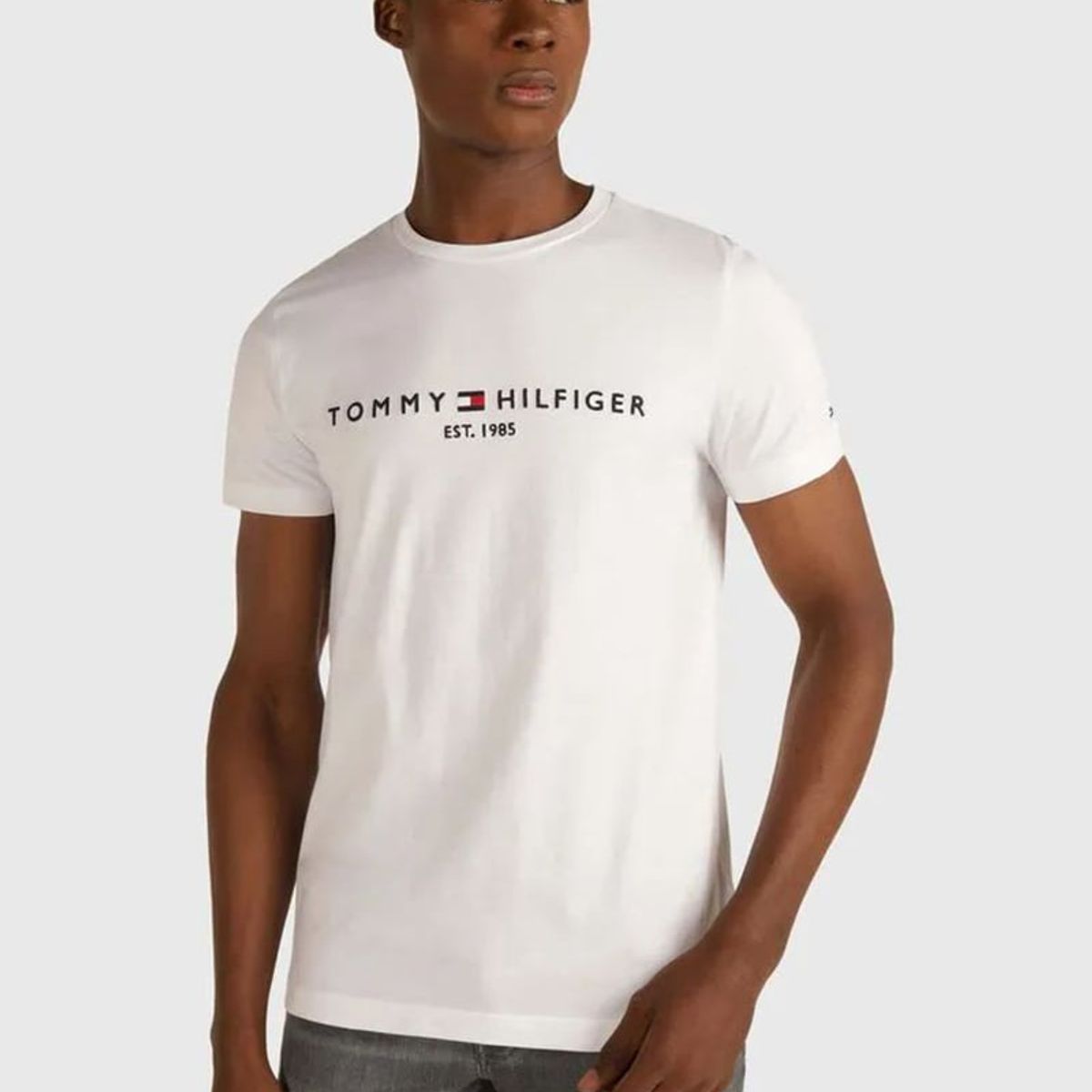 TOMMY HILFIGER - Polera Im Core Logo Slim Fit Blanco Tommy Hilfiger