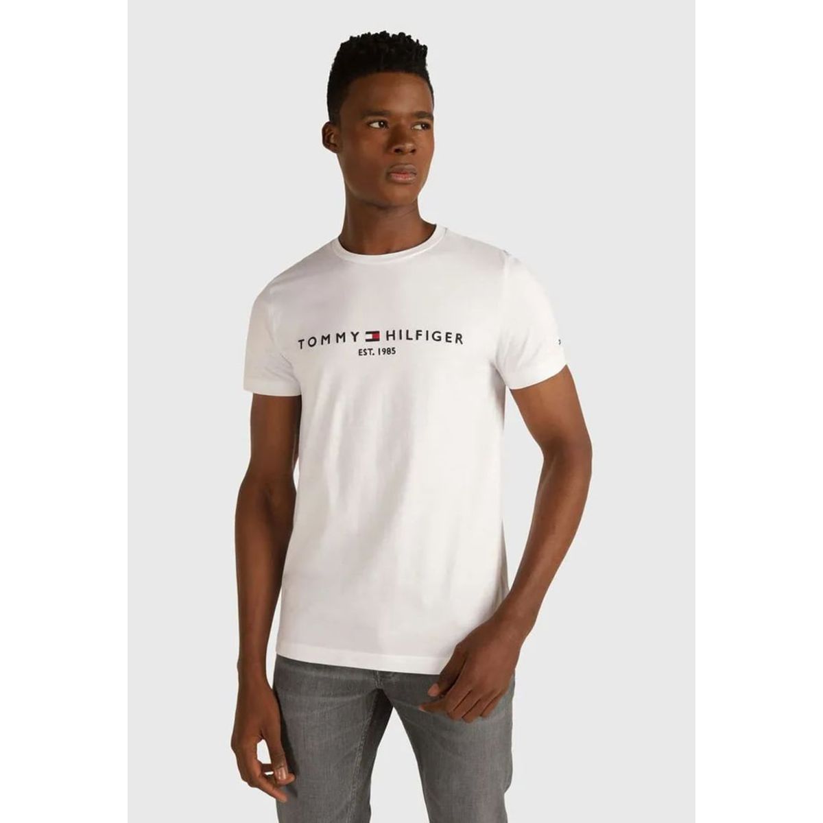 TOMMY HILFIGER - Polera Im Core Logo Slim Fit Blanco Tommy Hilfiger