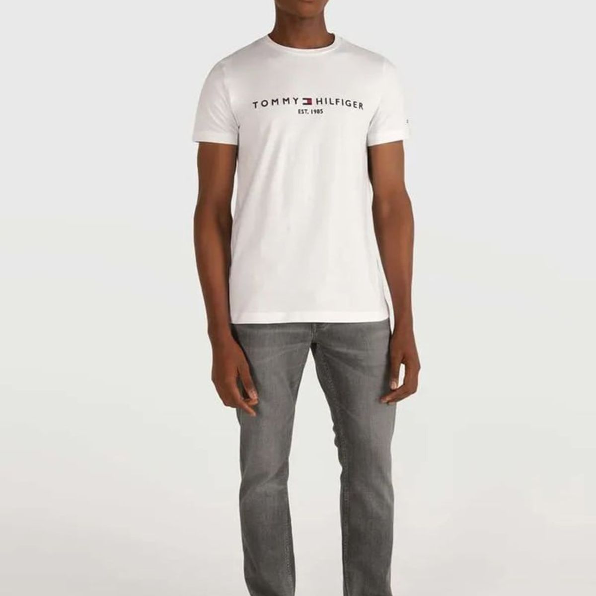 TOMMY HILFIGER - Polera Im Core Logo Slim Fit Blanco Tommy Hilfiger