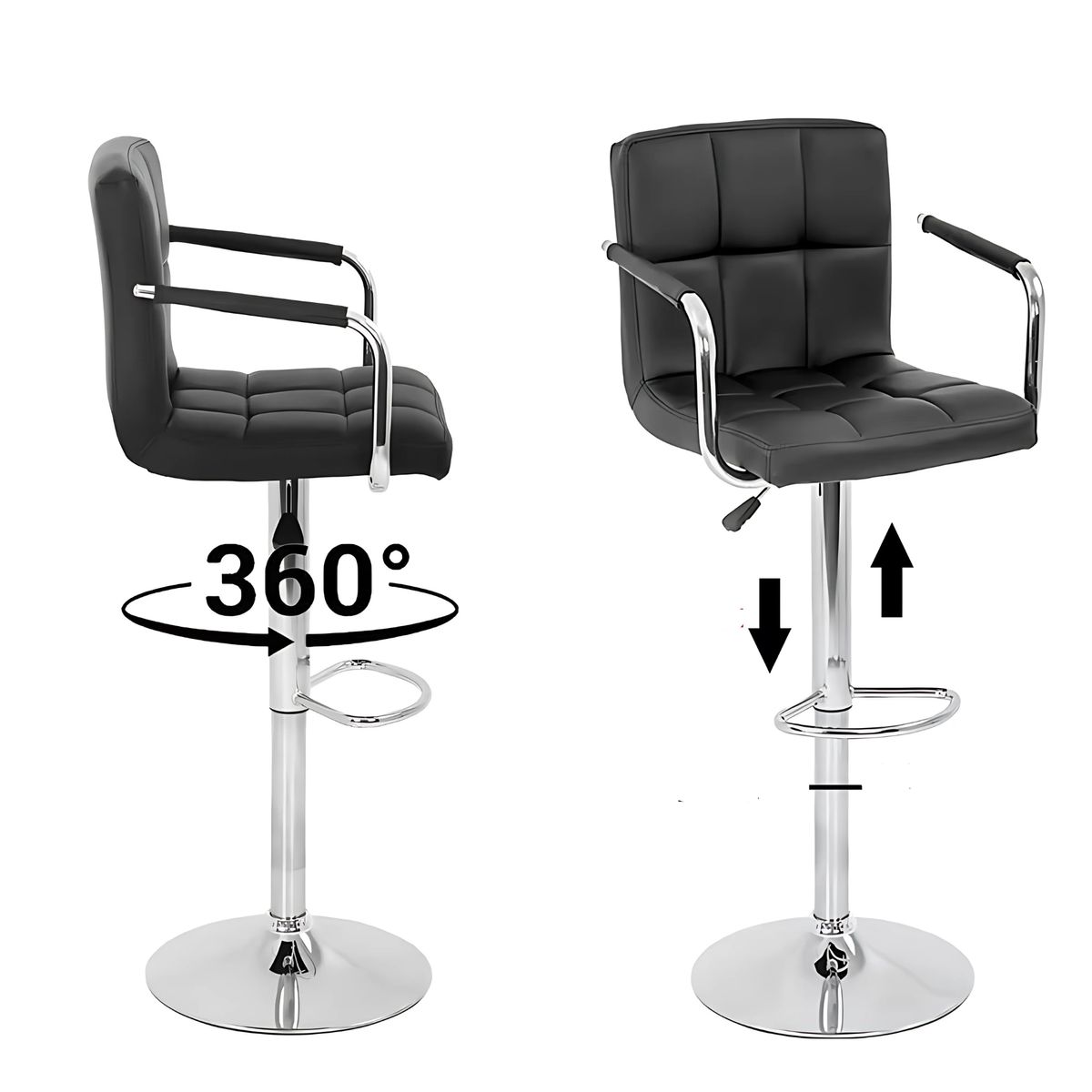 GENERICO - Silla de Bar Milan Altura Ajustable Color Negro