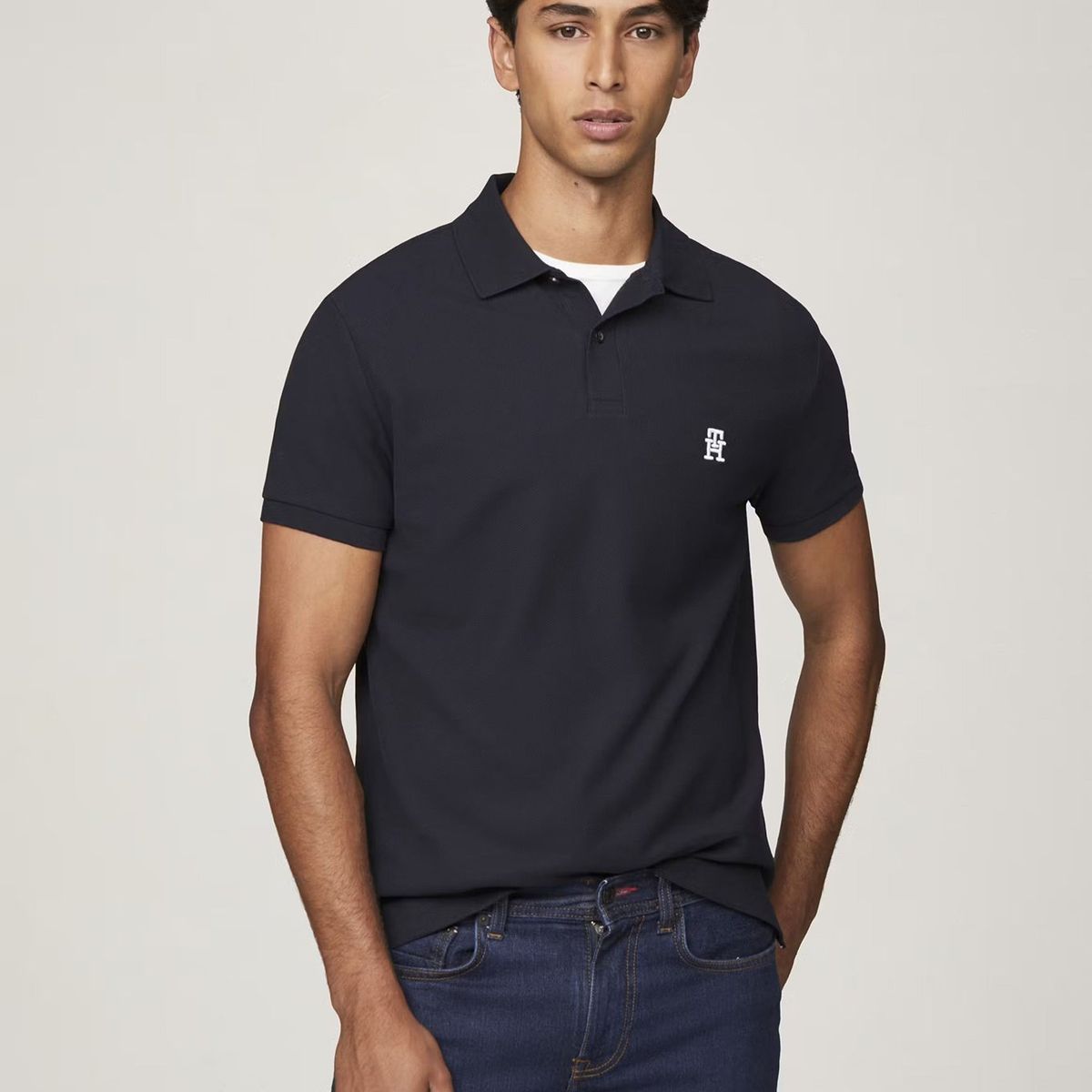 TOMMY HILFIGER - Polo Con Logo De Monogram Azul Tommy Hilfiger