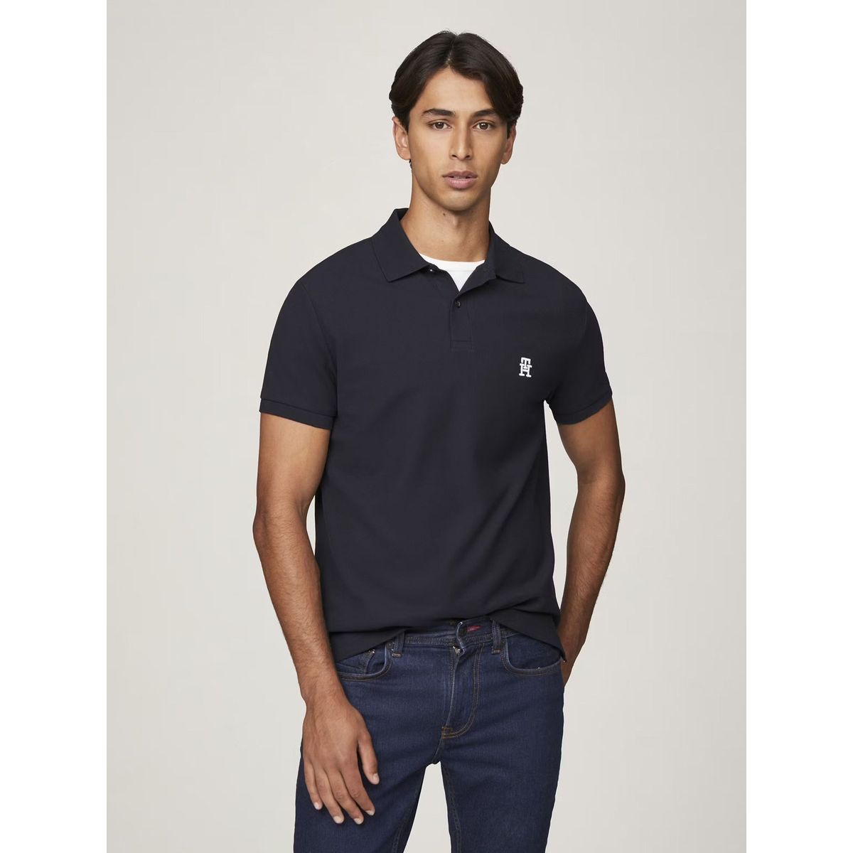 TOMMY HILFIGER - Polo Con Logo De Monogram Azul Tommy Hilfiger