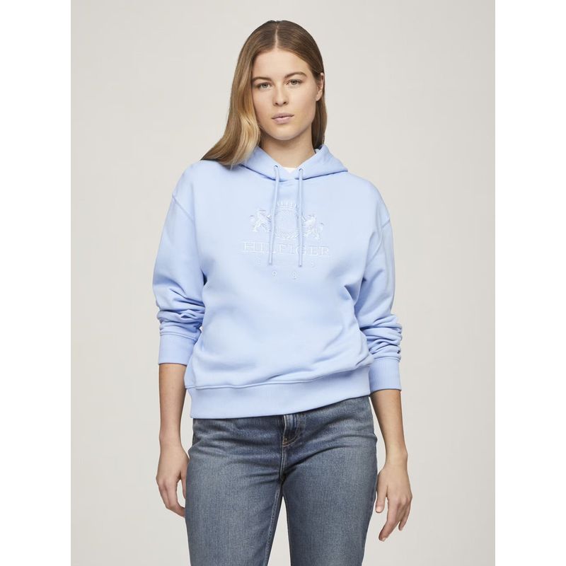 TOMMY HILFIGER - Polerón Hoodie Varsity Crest Celeste Tommy Hilfiger