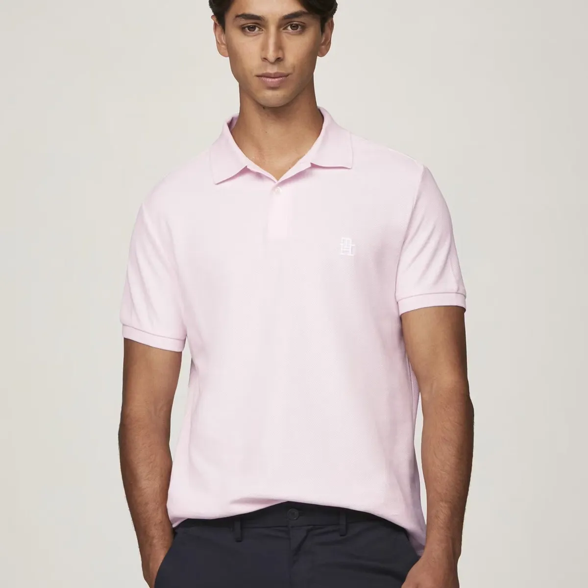 TOMMY HILFIGER - Polo Con Logo De Monogram Rosado Tommy Hilfiger